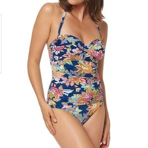 NWT! BLEU ROD BEATTIE Size 10 navy floral strapless suit
